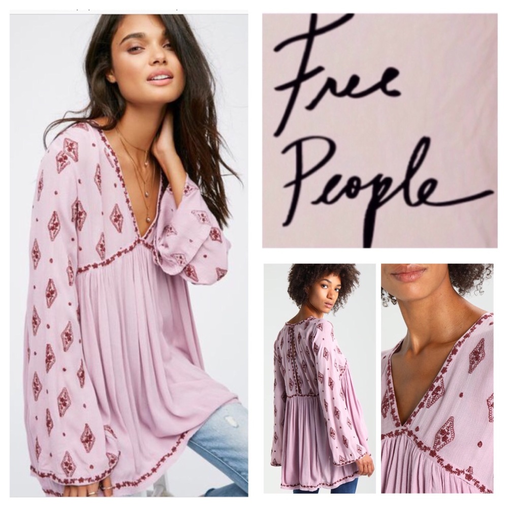 Free People Diamond Embroidered Tunic Top.